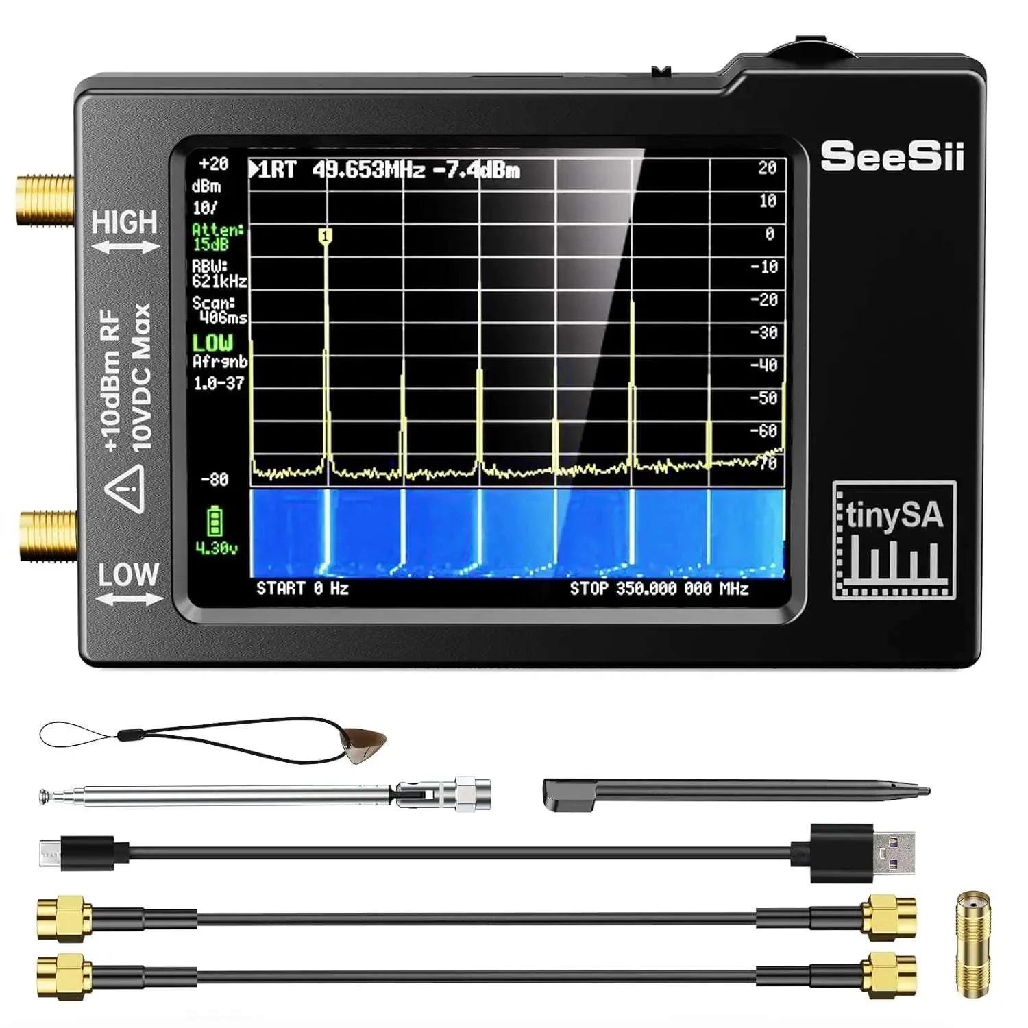 TinySA Portable Spectrum Analyzer V0.3.1 for RF Testing