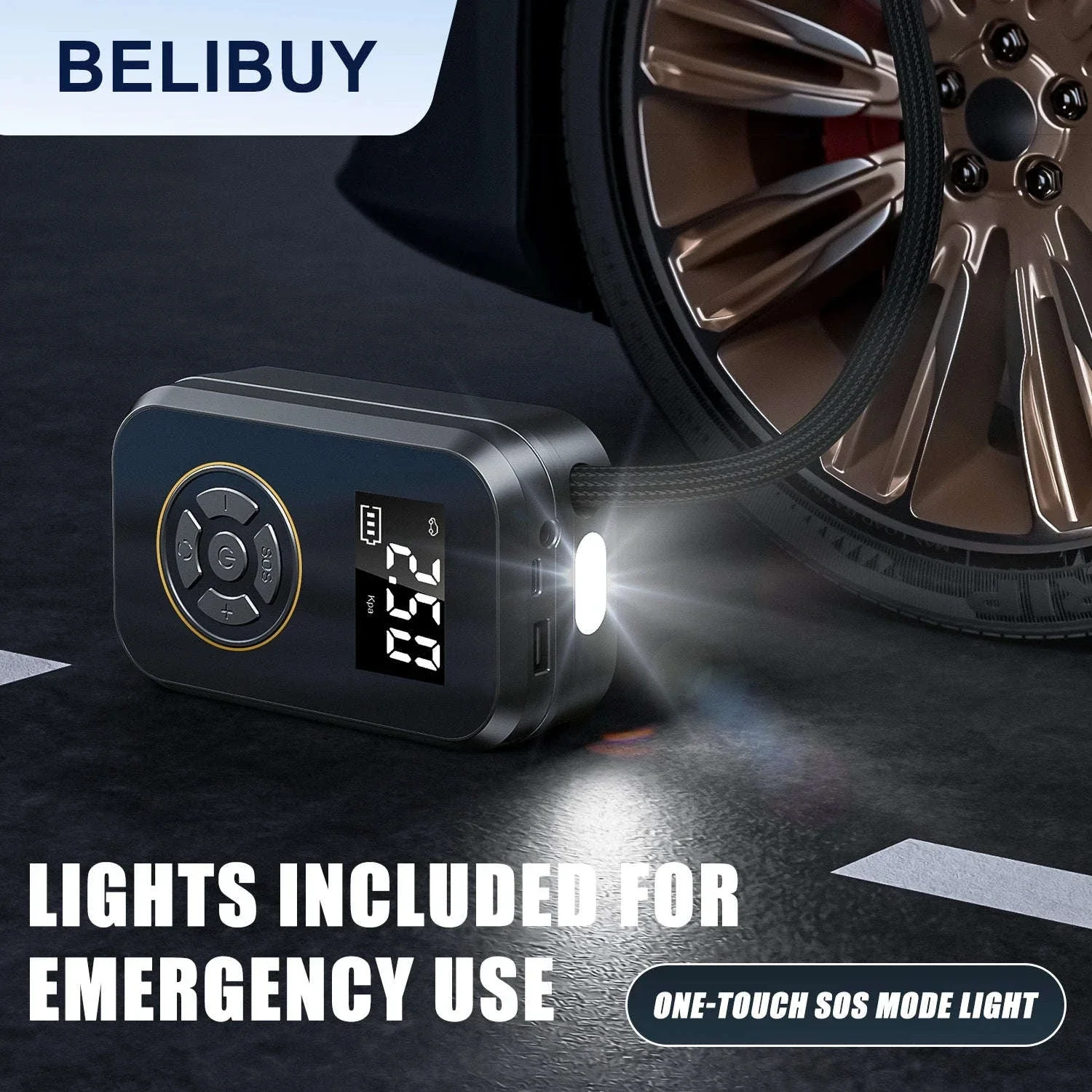 Portable Tire Inflator with Digital Display and Auto Stop - Image 2