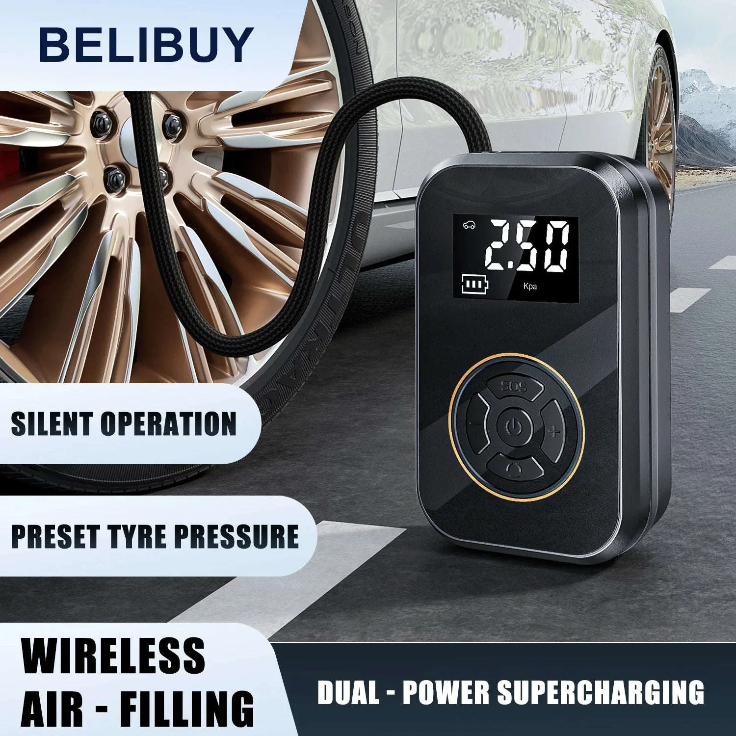 Portable Tire Inflator with Digital Display and Auto Stop - Image 3