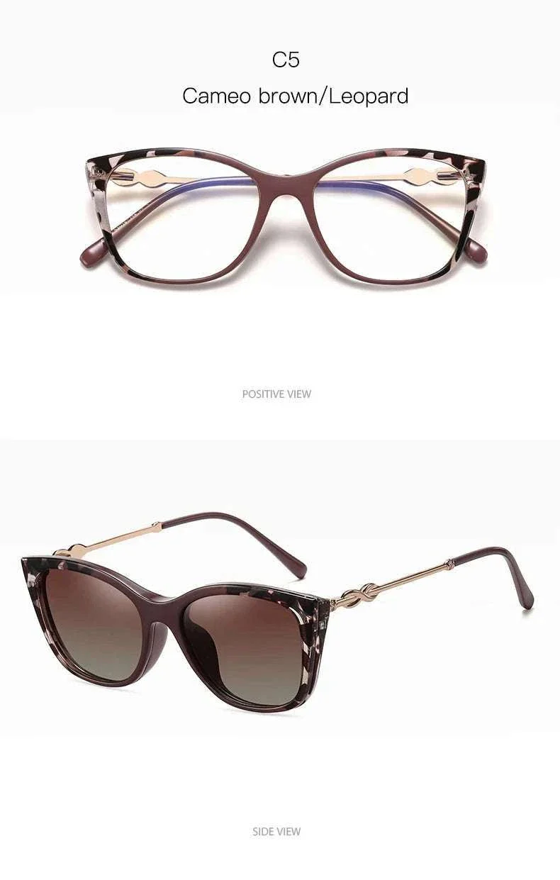Cat-Eye Prescription Glasses with Magnetic Clip-On Sunglasses - Image 25