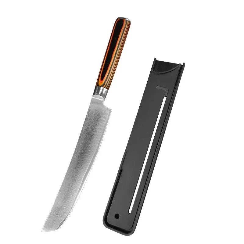 Japanese Damascus Chef Cleaver Knife with Wooden Handle - Image 22