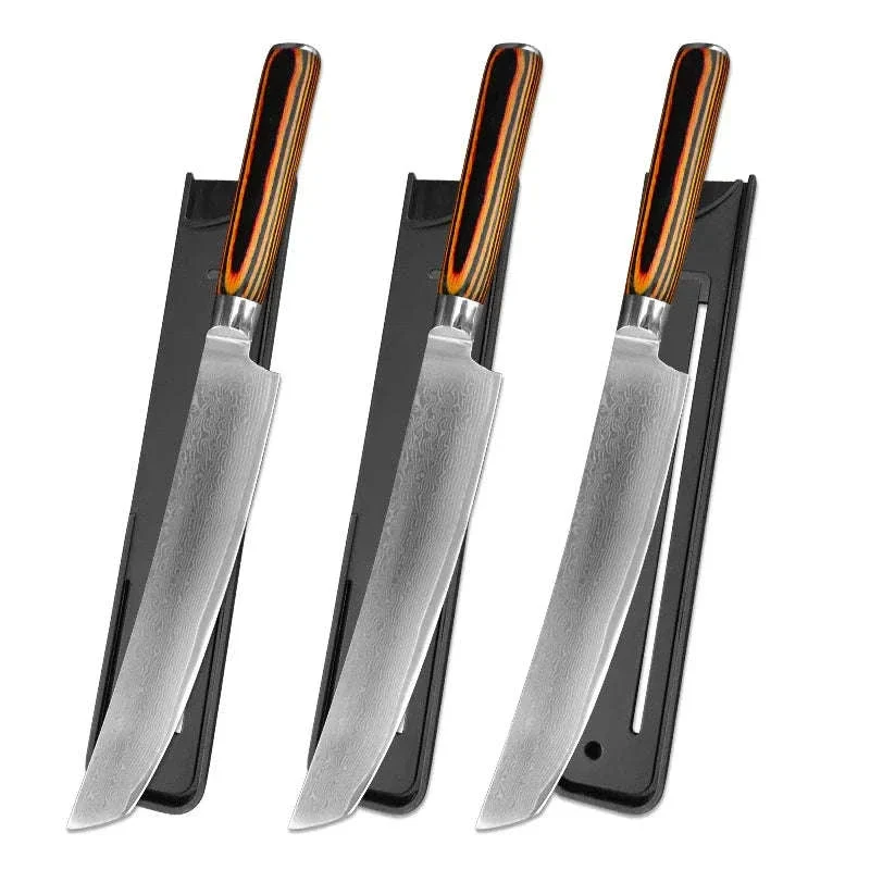 Japanese Damascus Chef Cleaver Knife with Wooden Handle - Image 23
