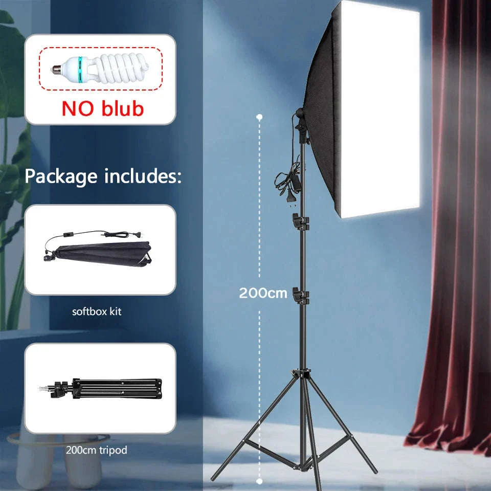 Softbox Lighting Kit with Tripod and E27 Bulb for Photo Studio - Image 13
