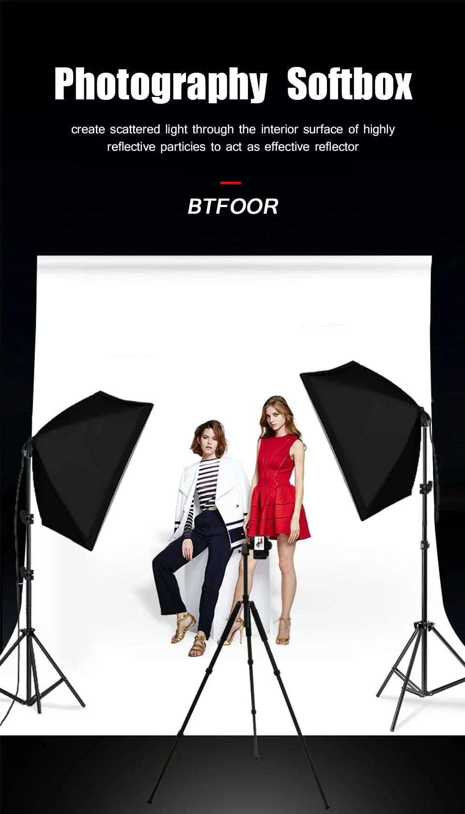 Softbox Lighting Kit with Tripod and E27 Bulb for Photo Studio - Image 7