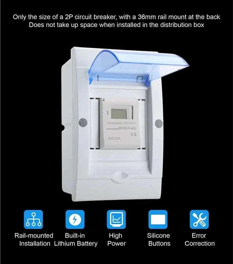 Programmable DIN Rail Digital Timer Switch with 16 Schedules - Image 10
