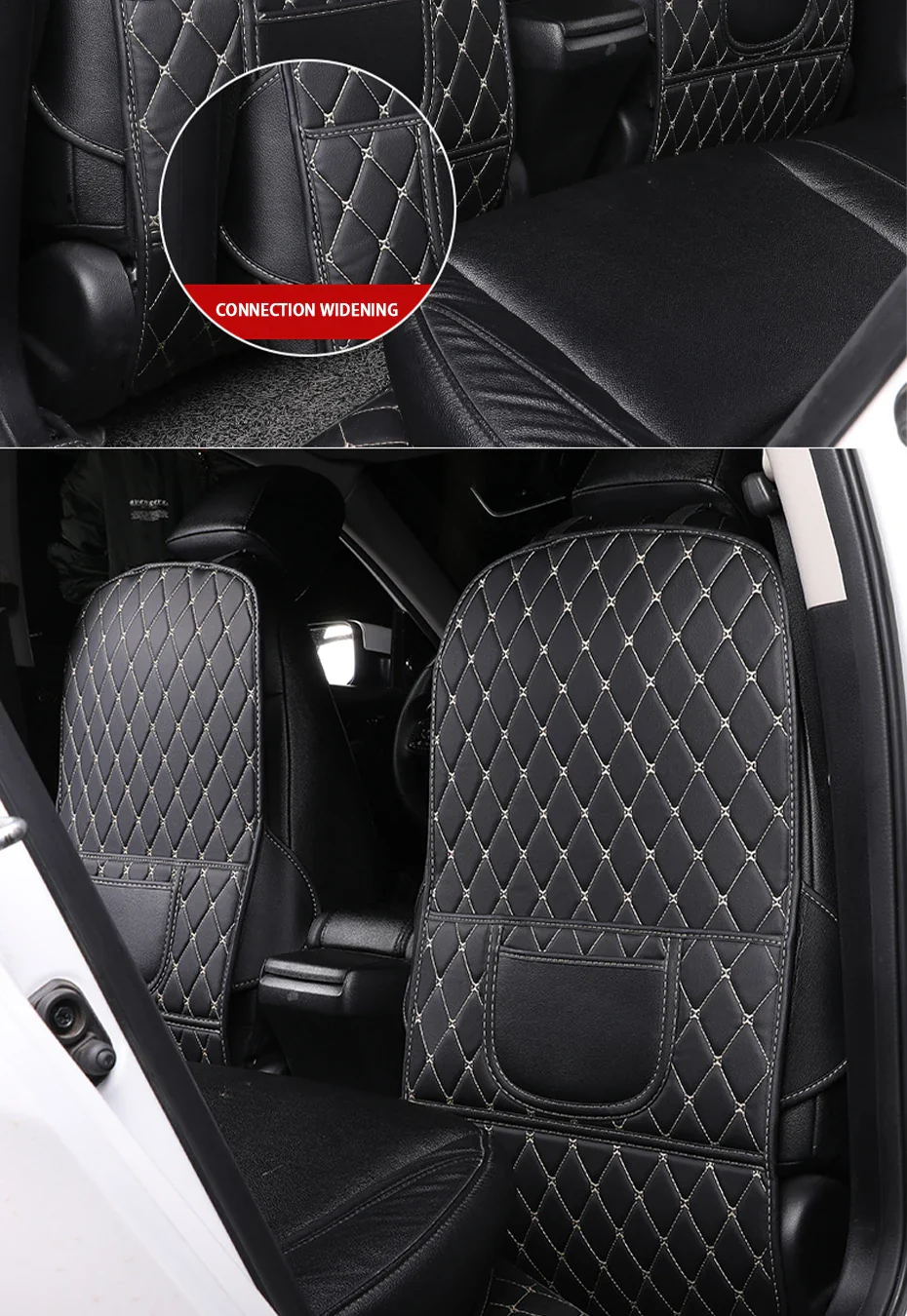 PU Leather Car Anti-Kick Seat Back Protector with Pocket - Image 16
