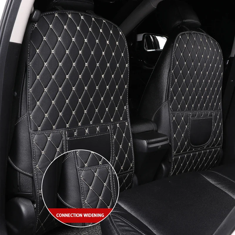 PU Leather Car Anti-Kick Seat Back Protector with Pocket - Image 6