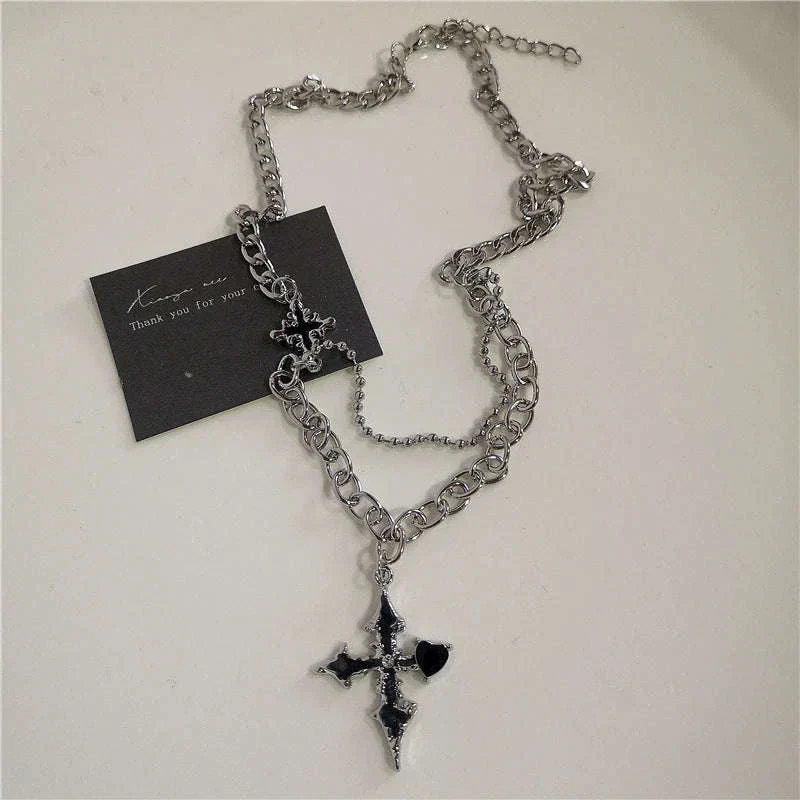 Black Heart Cross Punk Rock Necklace for Bold Style - Image 11