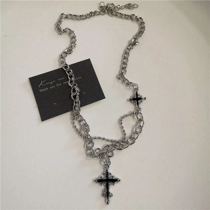 Black Heart Cross Punk Rock Necklace for Bold Style - Image 12