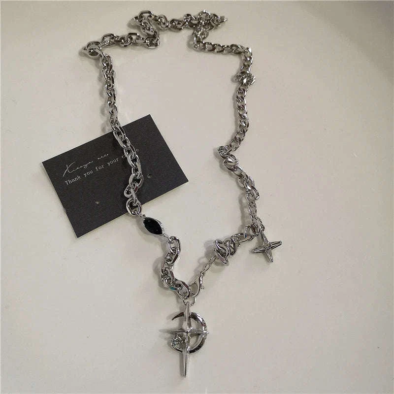 Black Heart Cross Punk Rock Necklace for Bold Style - Image 8