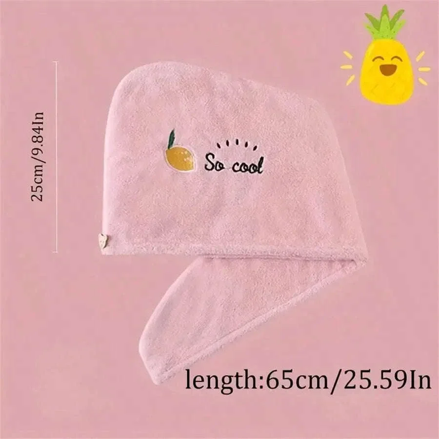 Quick-Dry Coral Fleece Hair Towel Wrap with Embroidery - Image 4