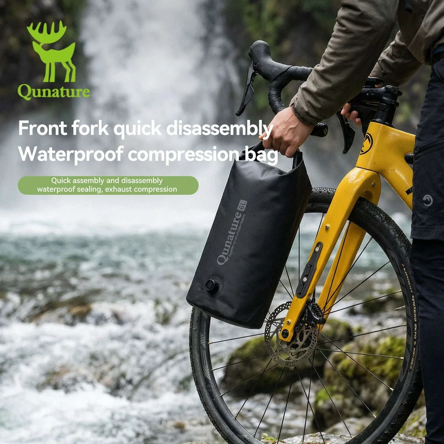 6L Waterproof Bikepacking Fork Bag with Magnetic Mount