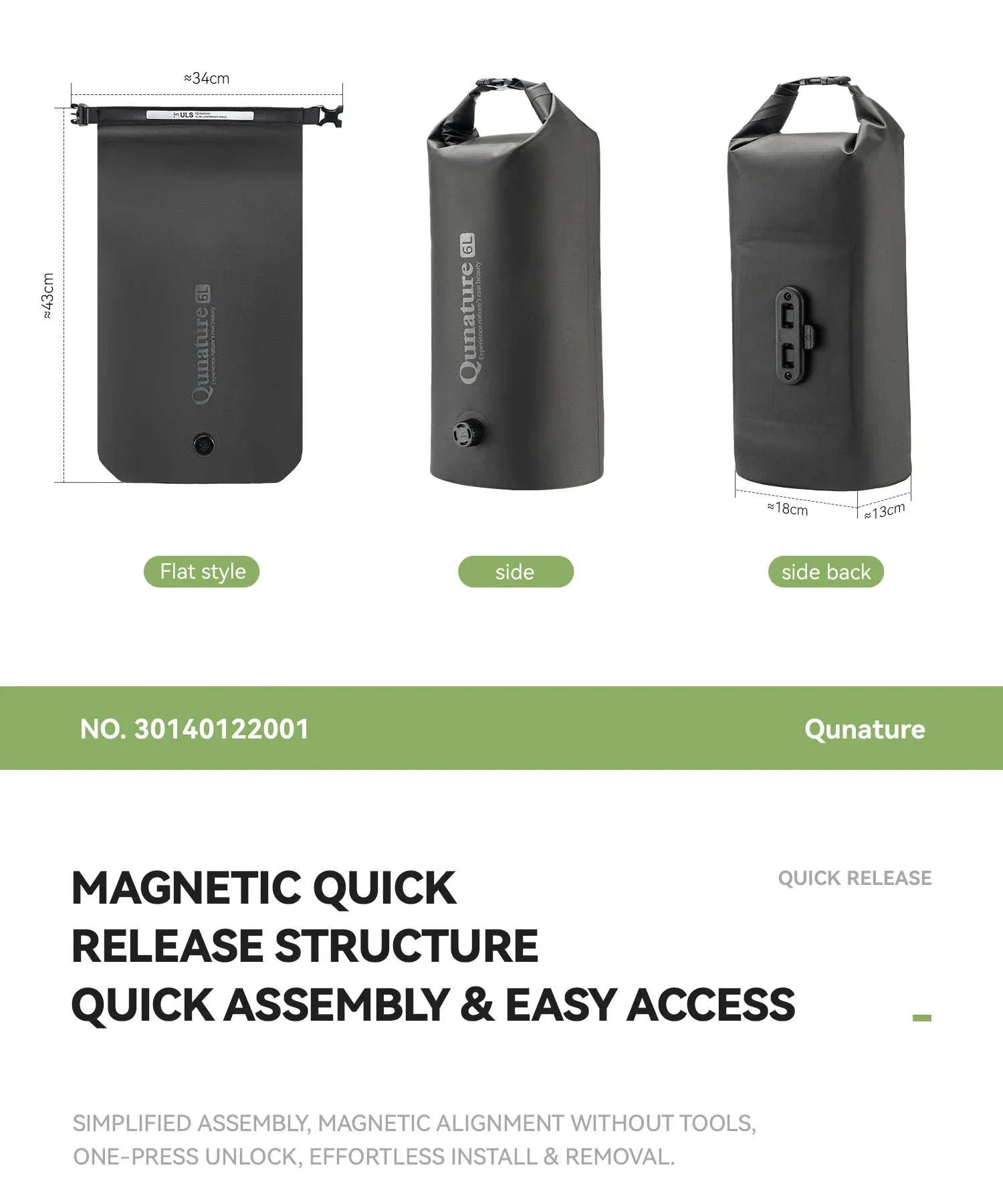 6L Waterproof Bikepacking Fork Bag with Magnetic Mount - Image 10