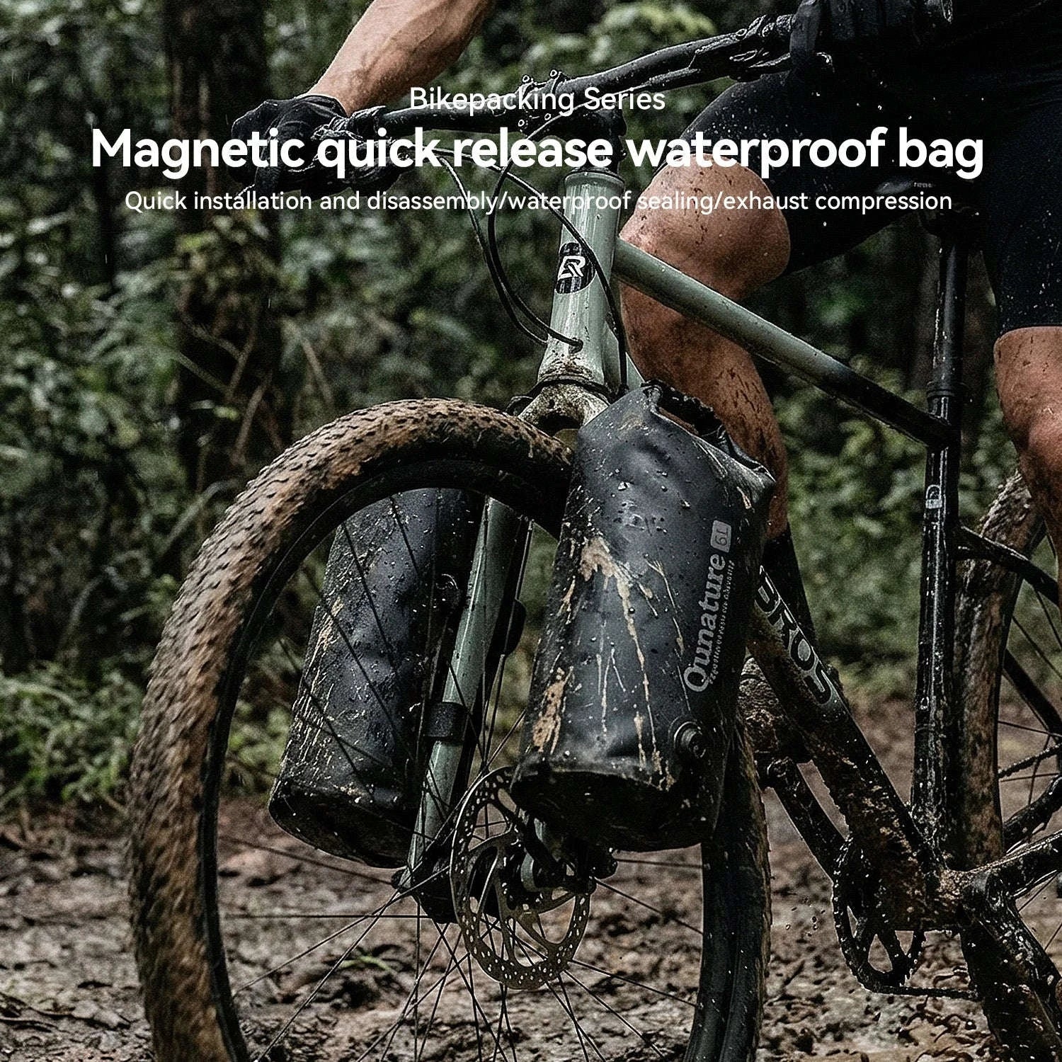 6L Waterproof Bikepacking Fork Bag with Magnetic Mount - Image 2