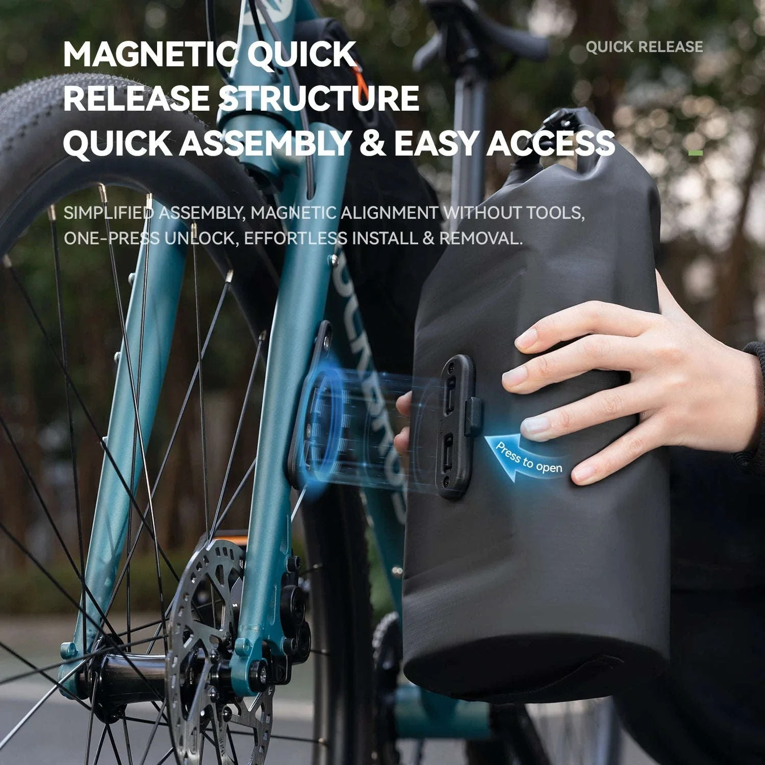 6L Waterproof Bikepacking Fork Bag with Magnetic Mount - Image 4