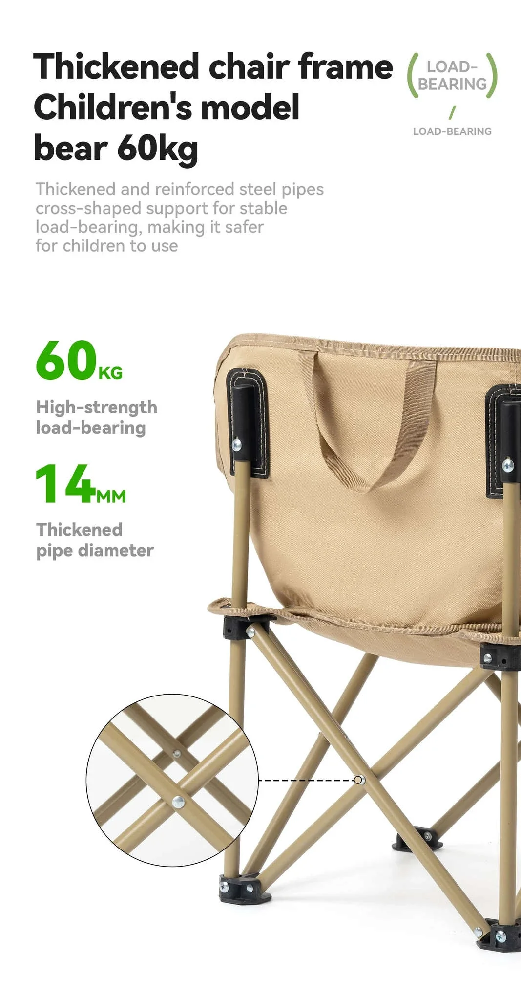 Folding Camping Chair Portable Steel Frame Picnic & Travel Seat - Image 11