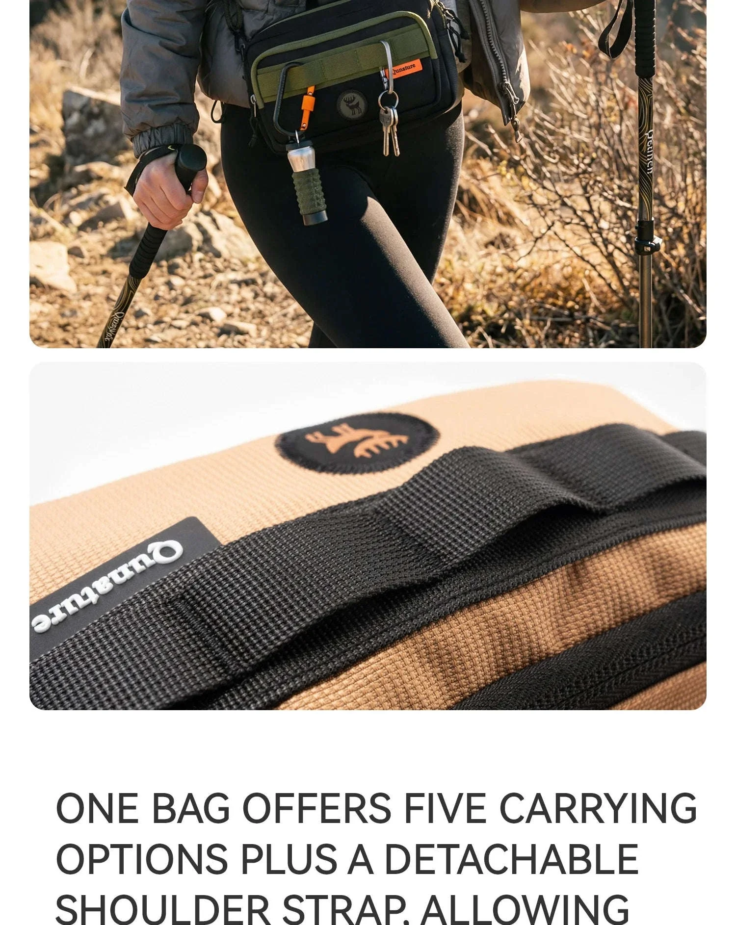 Water-Resistant Crossbody Hiking Bag with Sling Strap Storage - Image 17