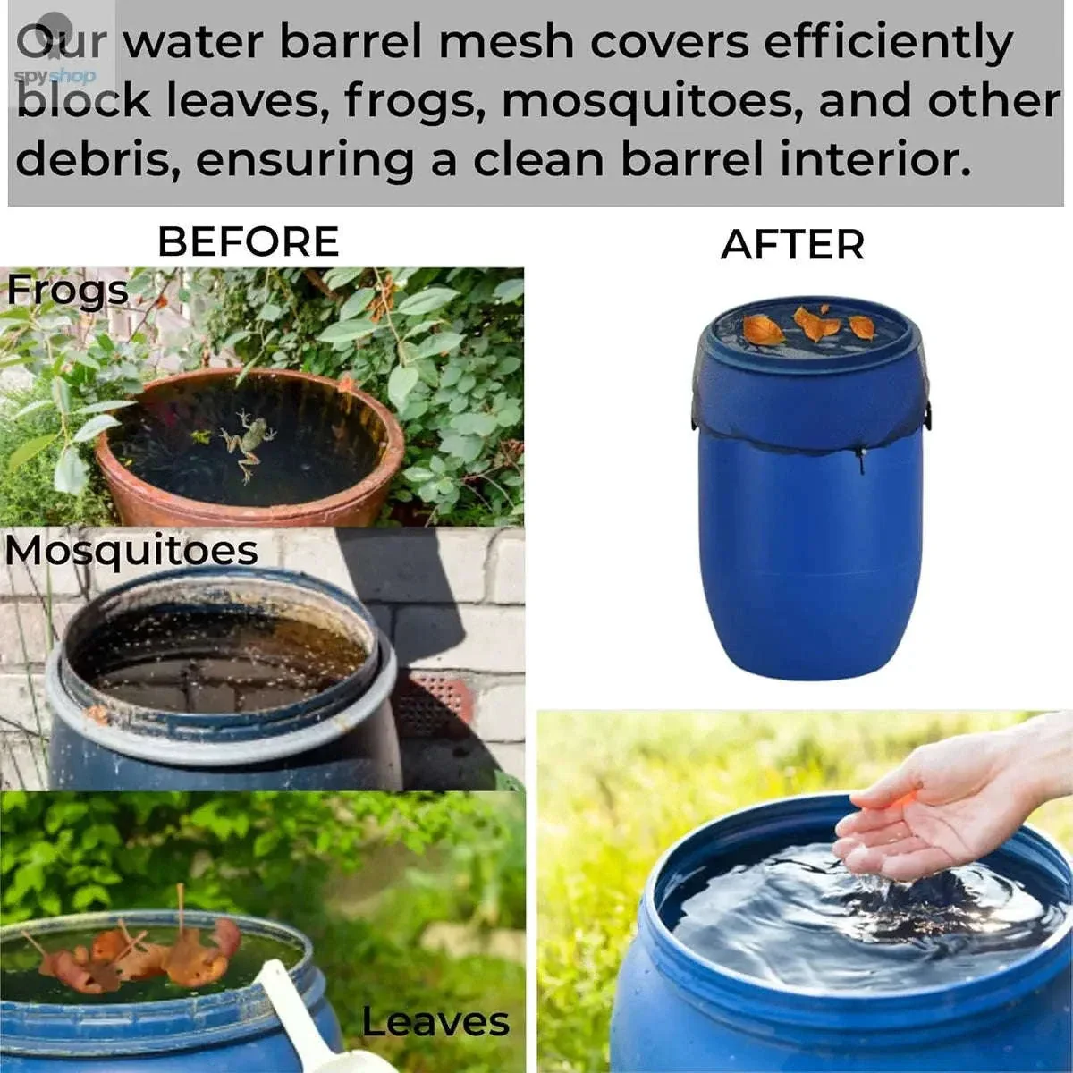 Rain Barrel Cover Mesh with Drawstring Protection - Image 4