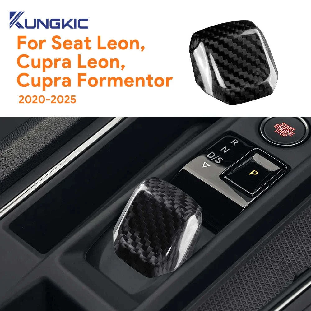 Real Hard Carbon Fiber Gear Shift Knob Trim for Seat/Cupra - Image 2