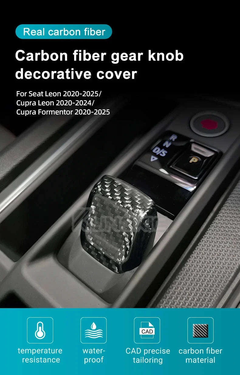Real Hard Carbon Fiber Gear Shift Knob Trim for Seat/Cupra - Image 7