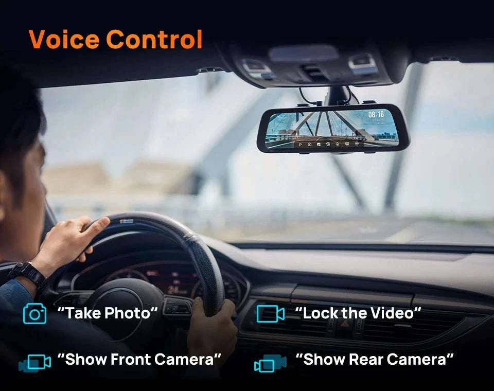 Rearview Dash Cam 9.35 Inch Touch Screen 3K Dual-Channel HDR Voice Control Parking Surveillance - Image 14