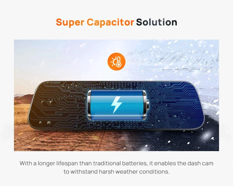 Rearview Dash Cam 9.35 Inch Touch Screen 3K Dual-Channel HDR Voice Control Parking Surveillance - Image 16