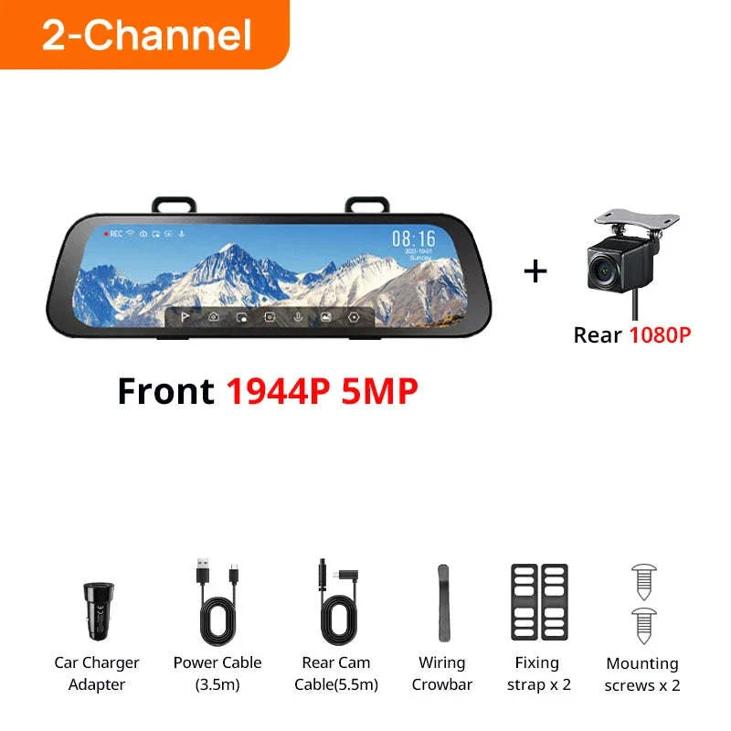 Rearview Dash Cam 9.35 Inch Touch Screen 3K Dual-Channel HDR Voice Control Parking Surveillance - Image 23