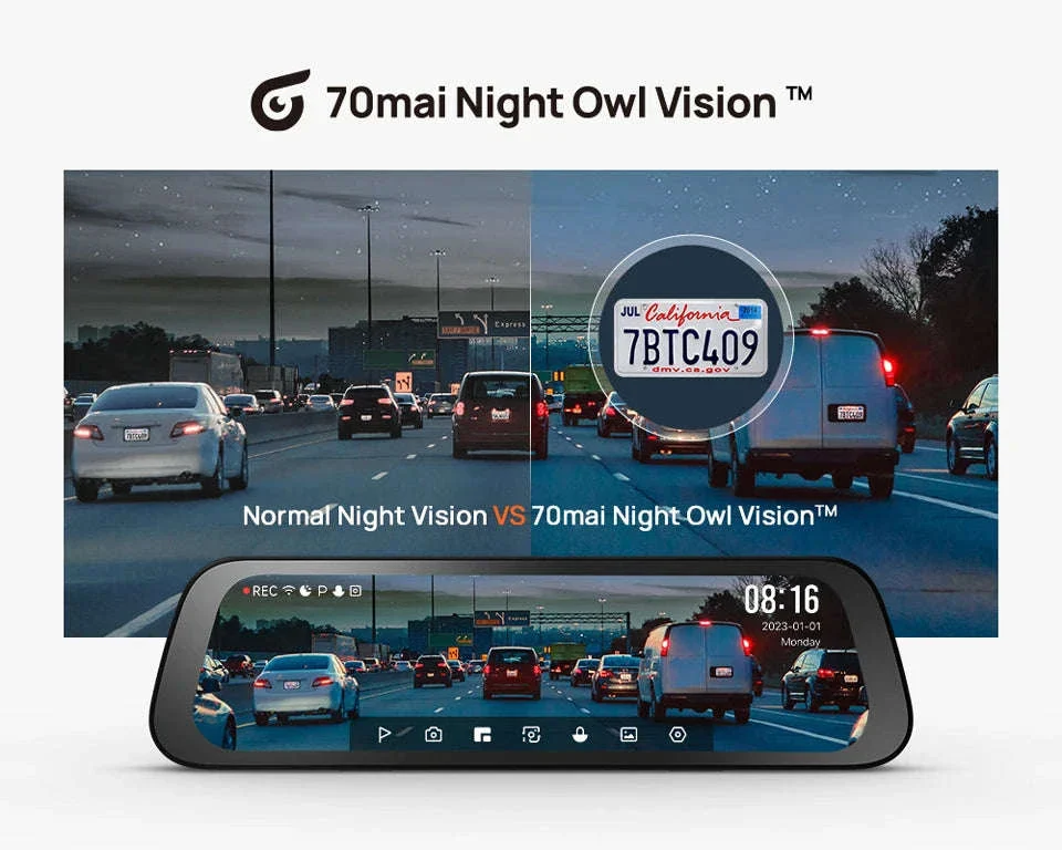 Rearview Dash Cam 9.35 Inch Touch Screen 3K Dual-Channel HDR Voice Control Parking Surveillance - Image 9