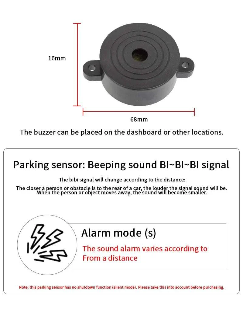 Rearview Mirror Parking Sensor System with 4 Radar Probes - Image 17