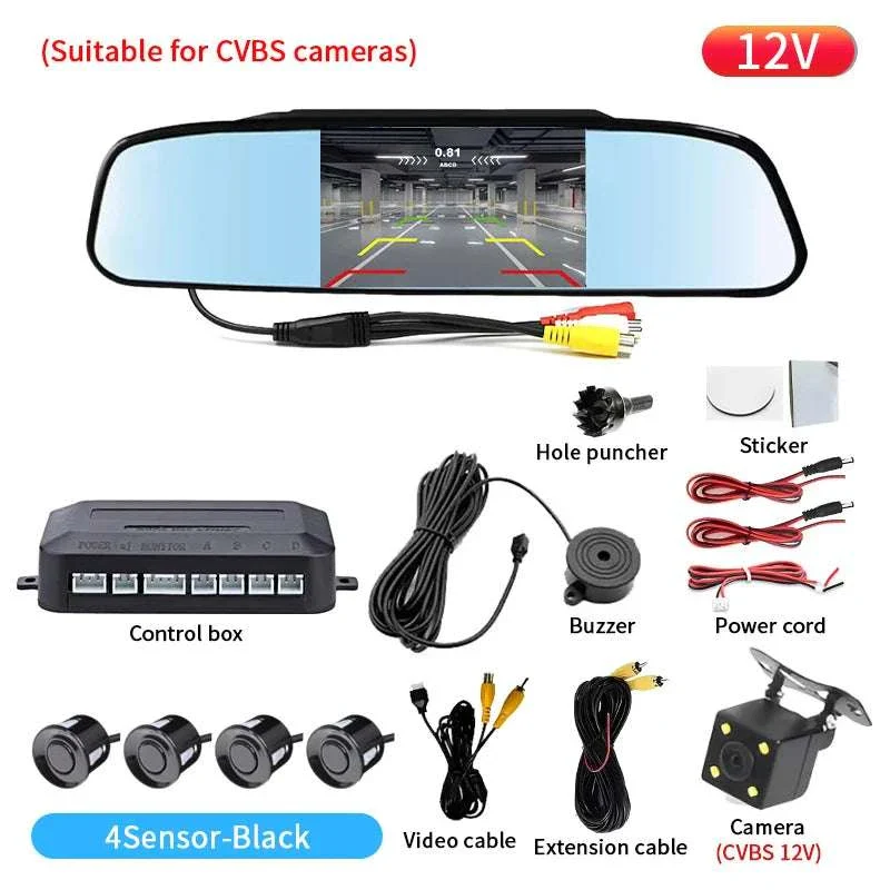 Rearview Mirror Parking Sensor System with 4 Radar Probes - Image 22