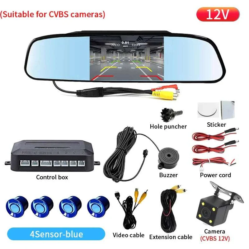 Rearview Mirror Parking Sensor System with 4 Radar Probes - Image 23