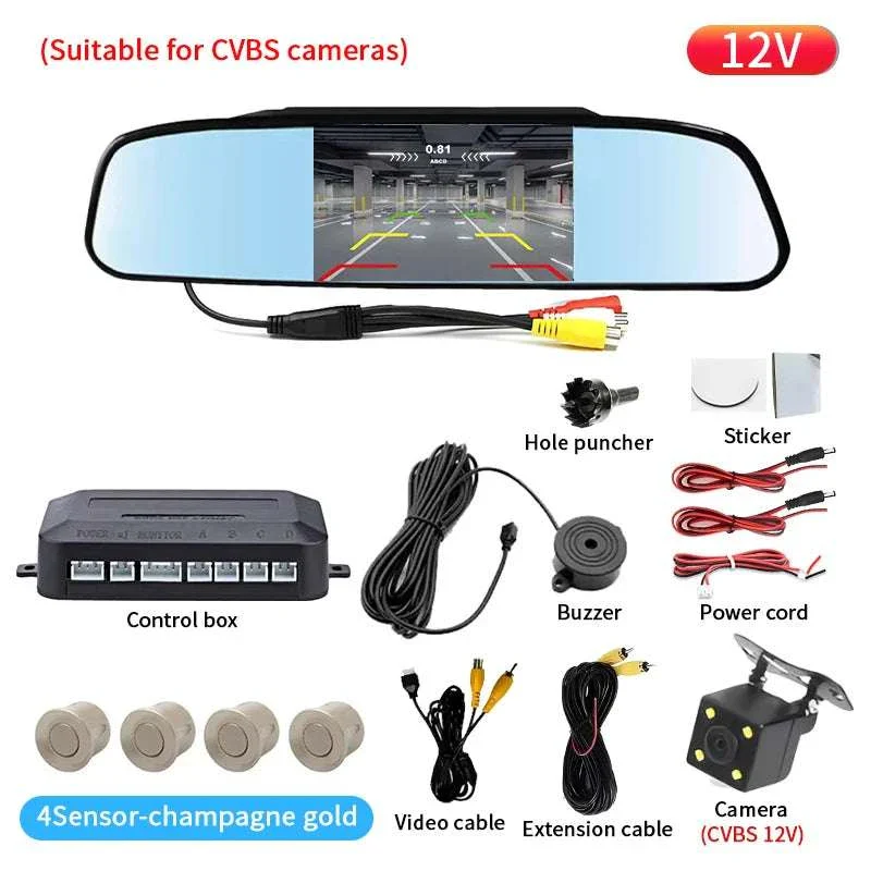Rearview Mirror Parking Sensor System with 4 Radar Probes - Image 24