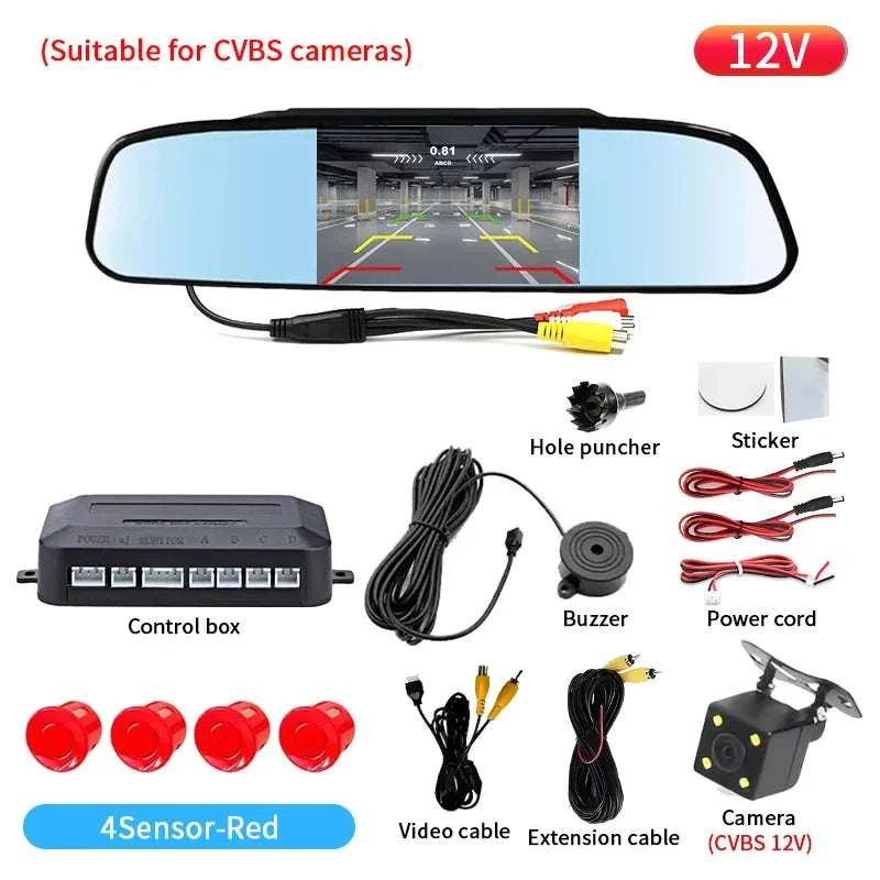 Rearview Mirror Parking Sensor System with 4 Radar Probes - Image 25