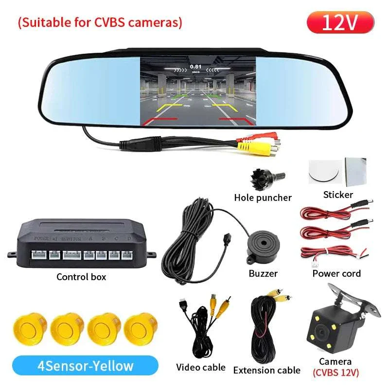Rearview Mirror Parking Sensor System with 4 Radar Probes - Image 26