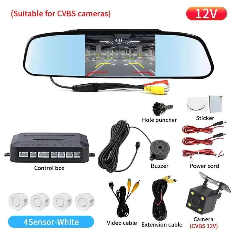 Rearview Mirror Parking Sensor System with 4 Radar Probes - Image 27