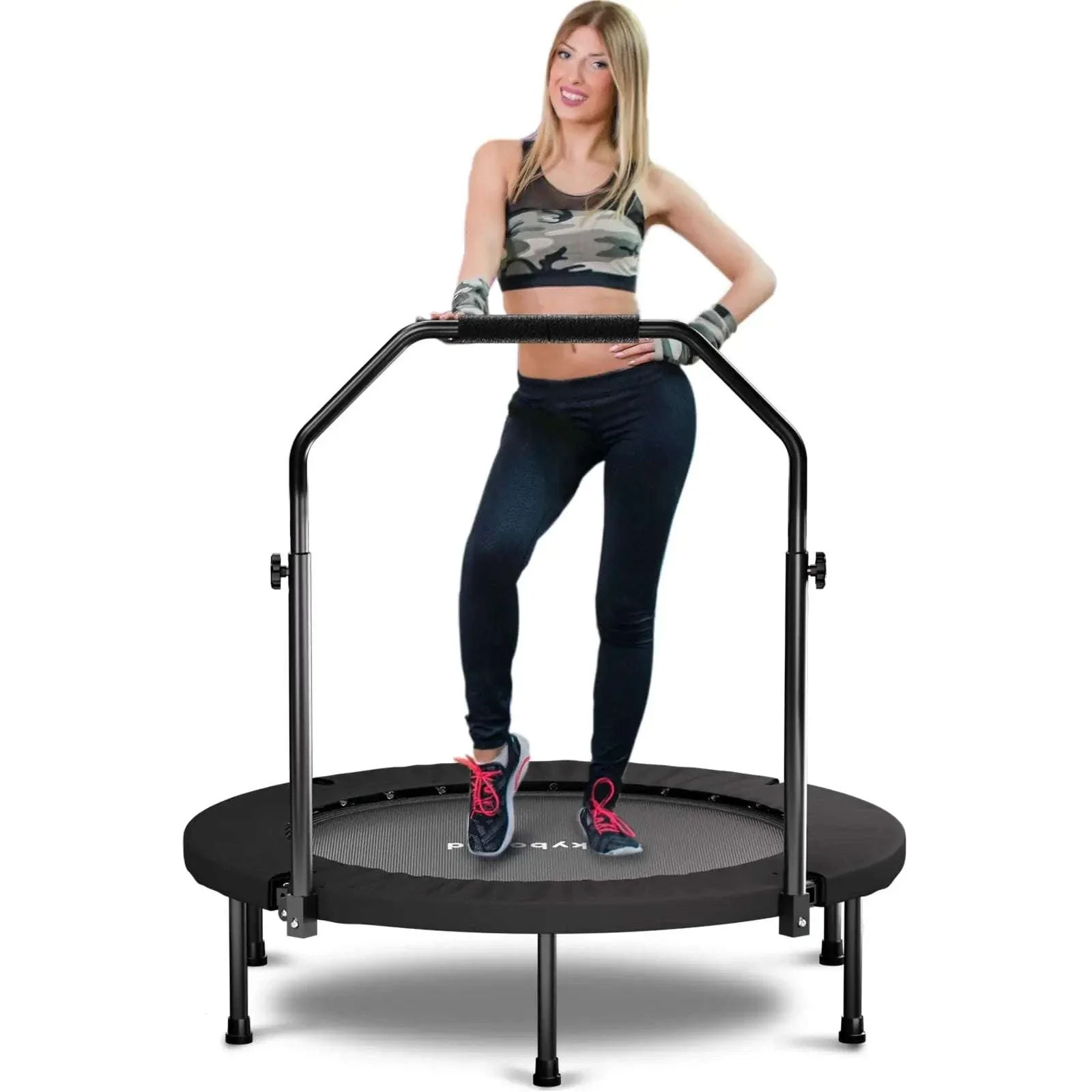 40" Foldable Fitness Rebounder Trampoline with Adjustable Handle