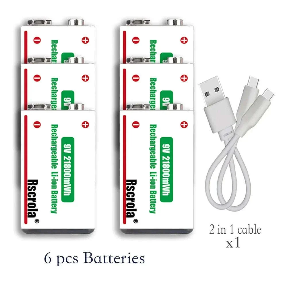 Rechargeable 9V Lithium Battery 21800mWh USB-C Fast Charge - Image 10