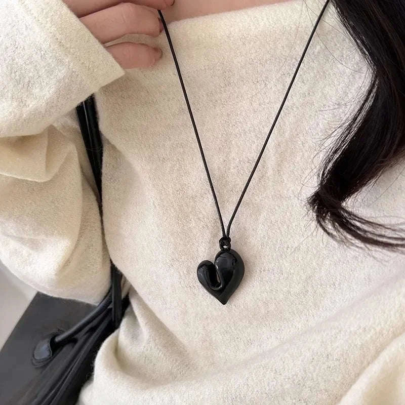 Red Heart Pendant Choker Necklace with Adjustable Fit - Image 4