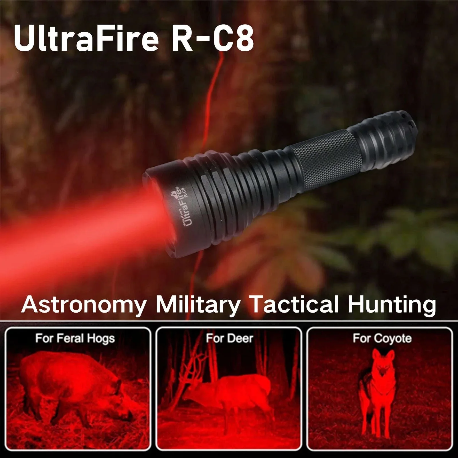 Red Light Tactical Flashlight for Hunting, Night Vision & Astronomy - Image 2