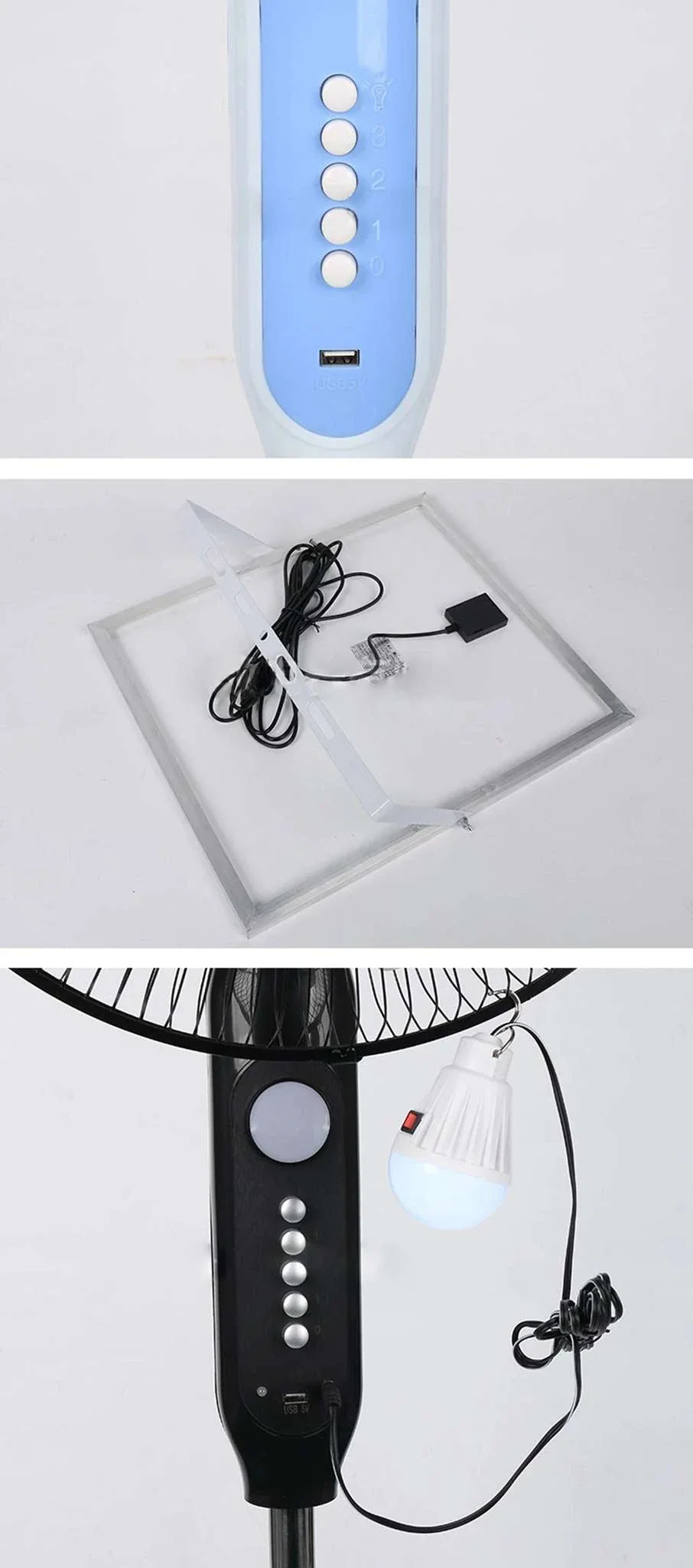 Solar Powered Floor Fan with Remote, 12H Runtime & LED Light - Image 12