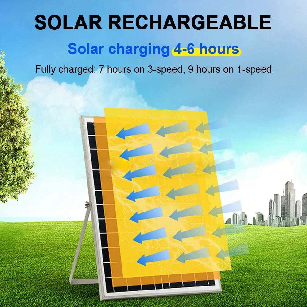 Solar Powered Floor Fan with Remote, 12H Runtime & LED Light - Image 20