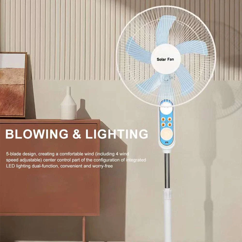 Solar Powered Floor Fan with Remote, 12H Runtime & LED Light - Image 9