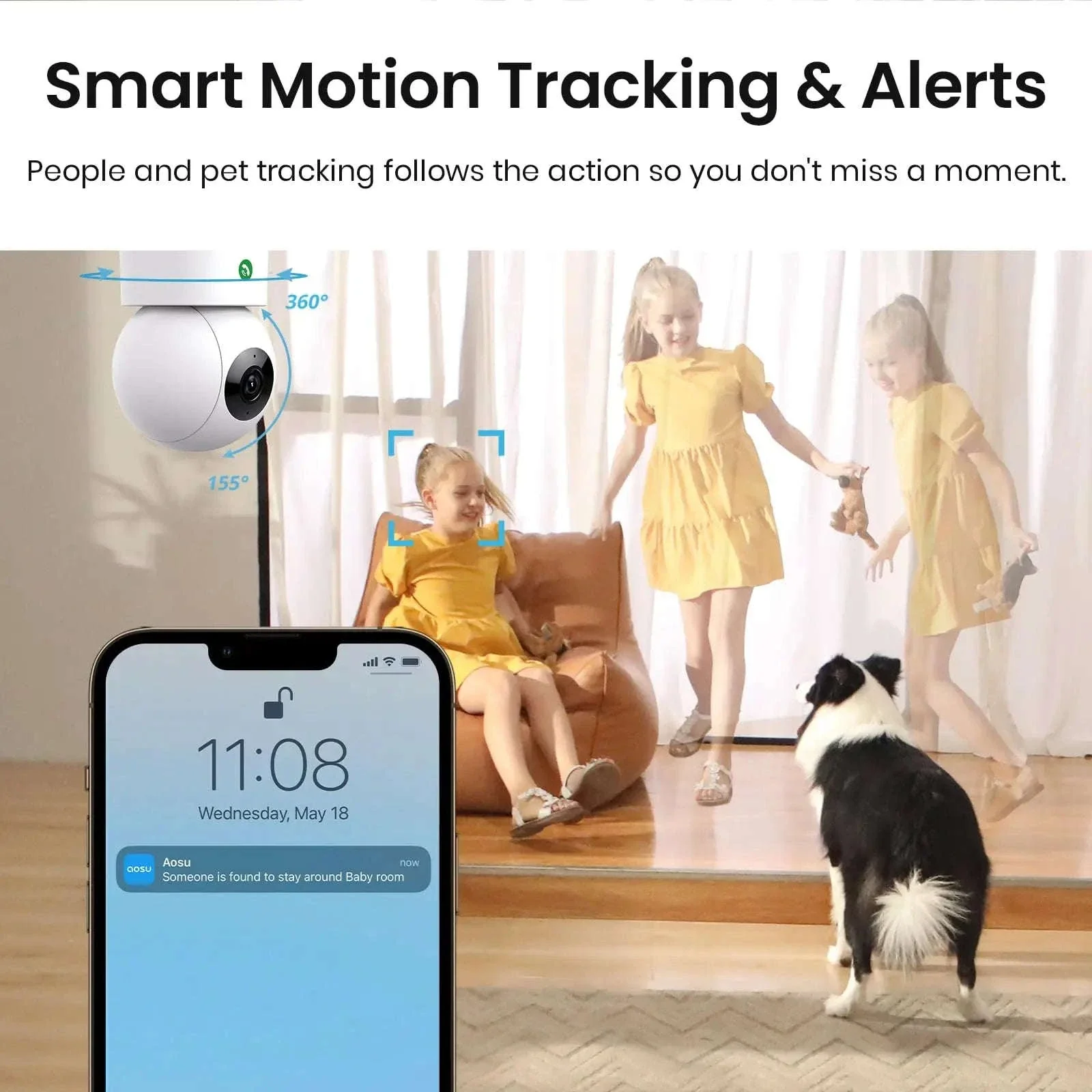 AOSU 3MP Indoor Baby Monitor Camera with 2-Way Audio - Image 5