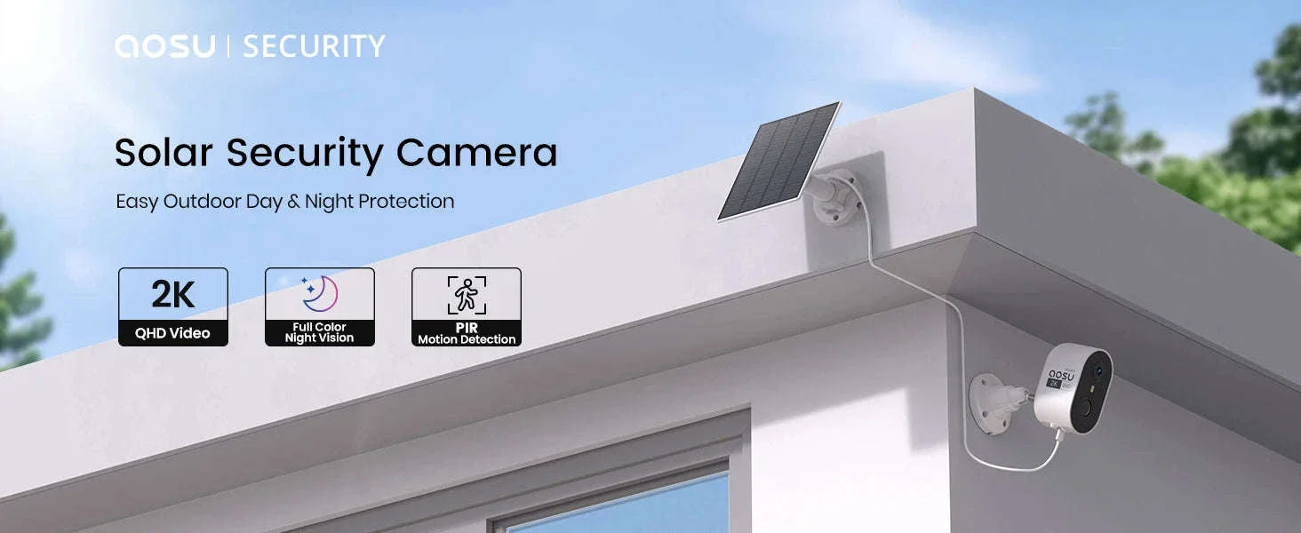 AOSU Solar Outdoor Security Camera, 3MP Color Night Vision - Image 9