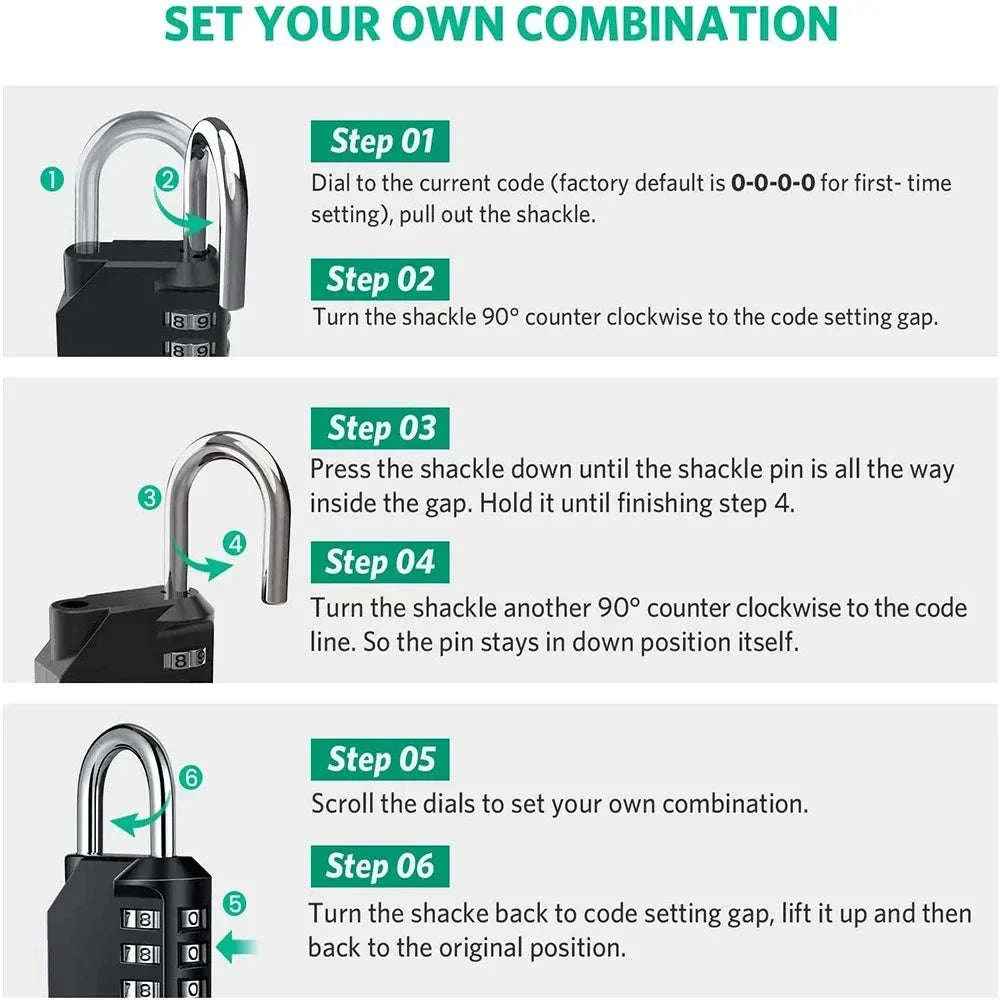 Heavy-Duty Waterproof 4-Digit Resettable Combination Lock - Image 4