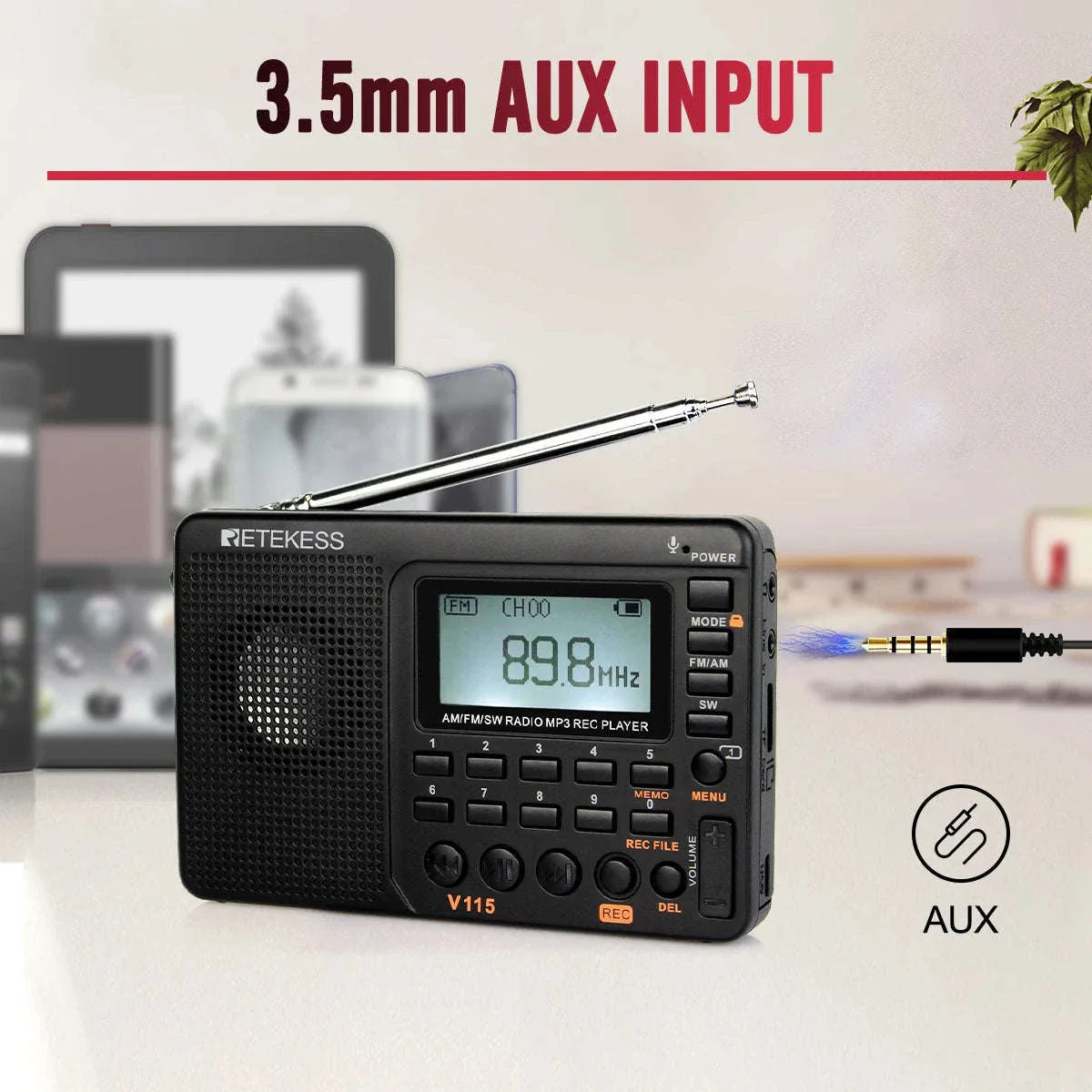 Retekess V115 Portable Radio with USB Recording - Image 6