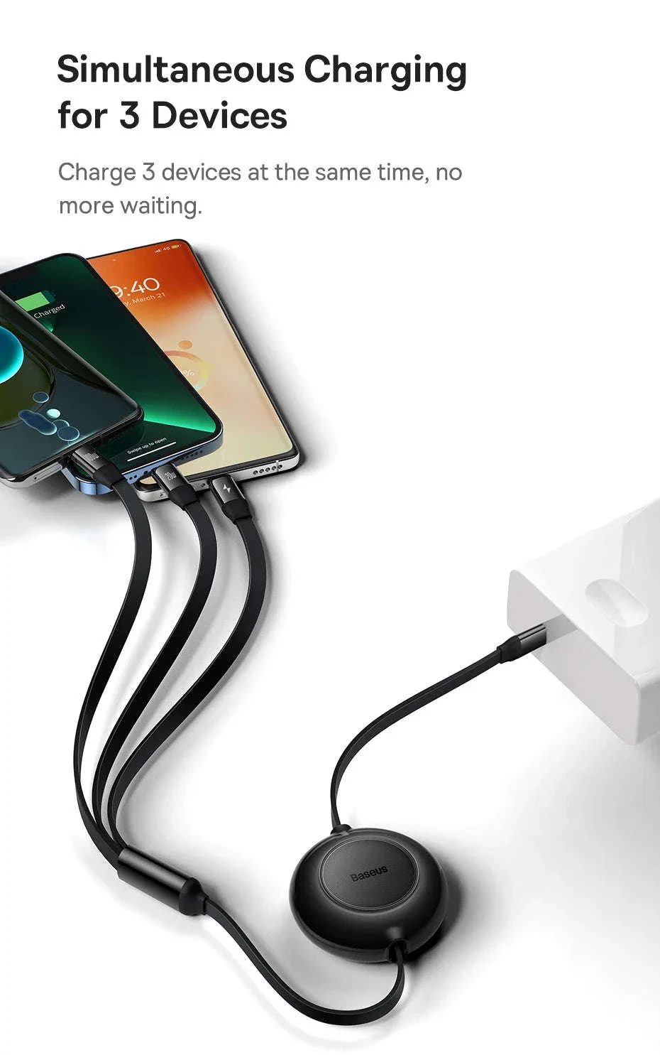 Retractable 100W 3-in-1 USB-C Charging Cable for Laptop & Phone - Image 20