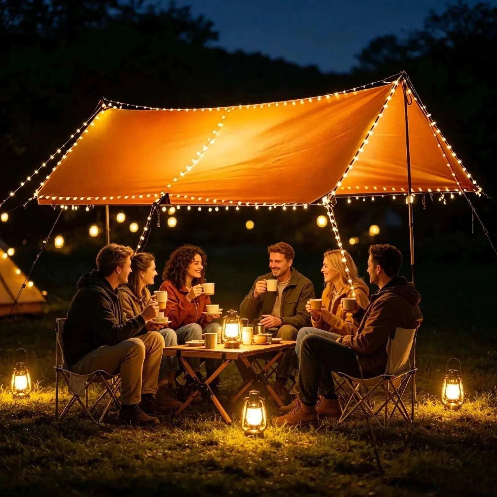 Retractable Camping String Lights 20m USB-C Rechargeable 2600mAh - Image 14
