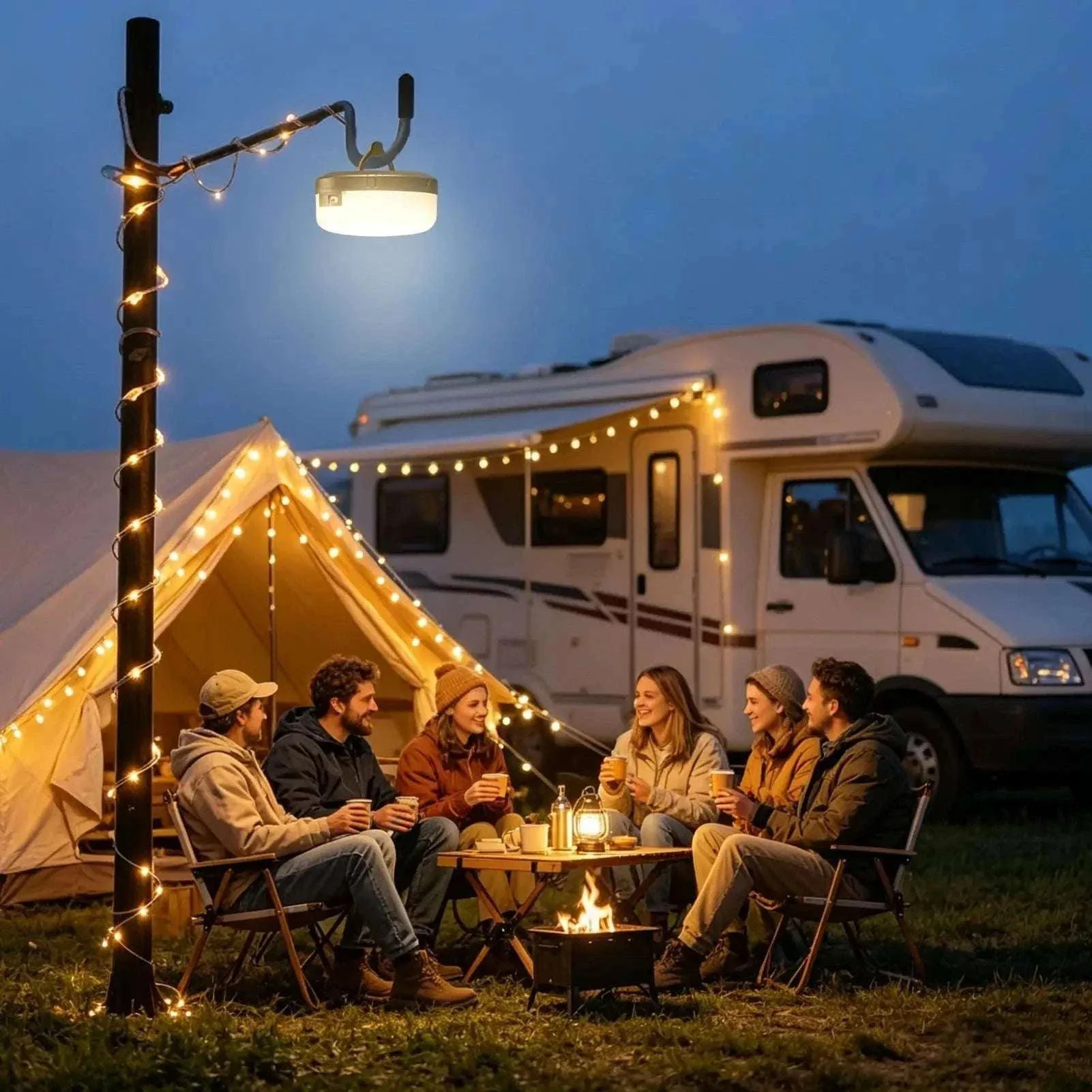 Retractable Camping String Lights 20m USB-C Rechargeable 2600mAh - Image 17