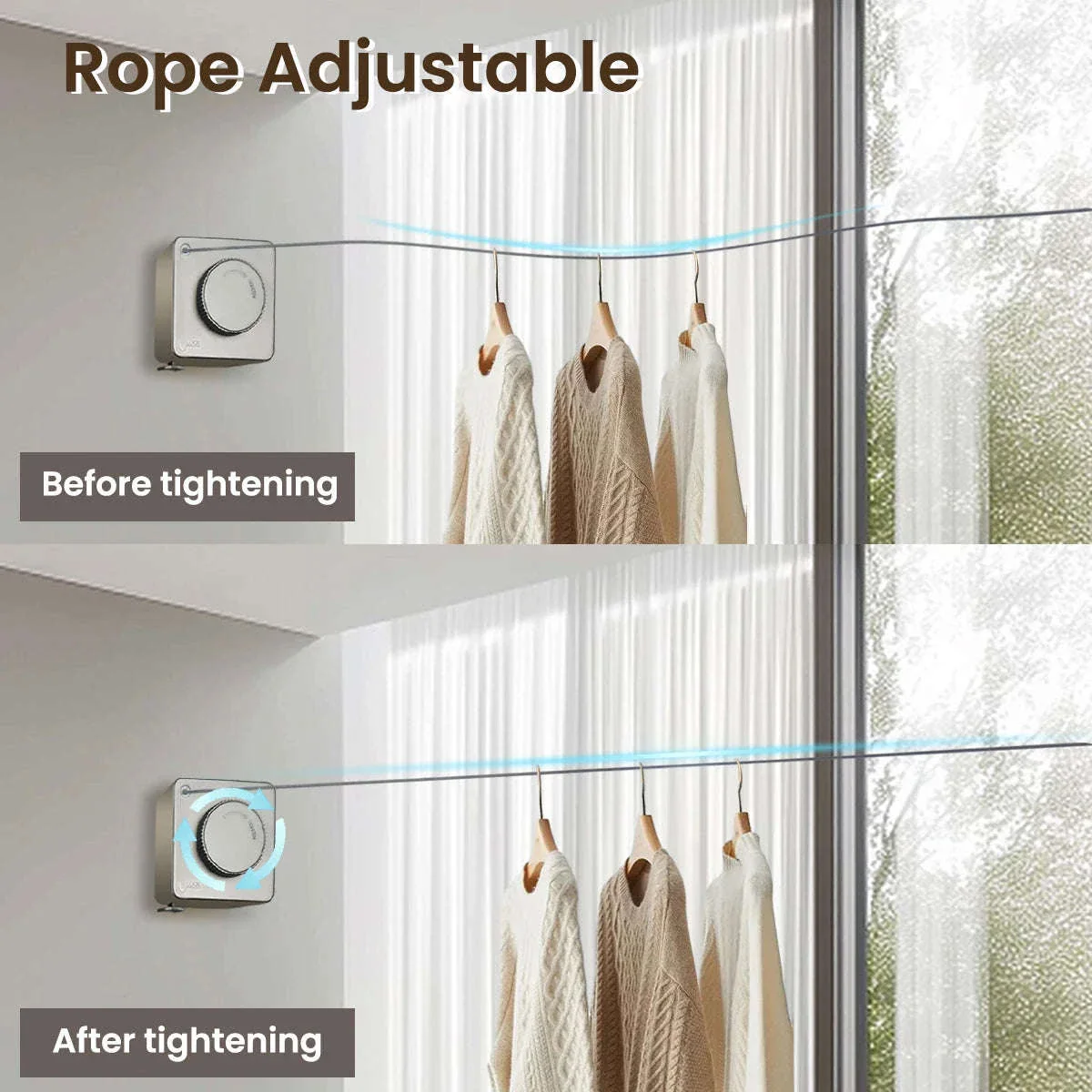 Retractable Clothesline Wall Mounted Drying Rope Up to 9m - Image 7